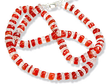 Design 662: orange,white carnelian necklaces