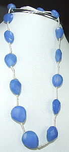 Design 6838: blue chalcedony drop necklaces