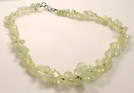 Design 6841: green prehnite drop necklaces