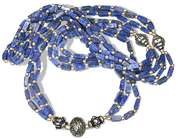 Design 687: blue lapis lazuli ethnic, multistrand necklaces
