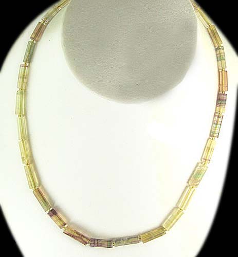 Design 7185: purple,yellow,multi-color fluorite necklaces