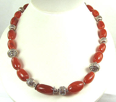 Design 7187: orange carnelian necklaces