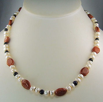 Design 7193: brown,multi-color pearl classic necklaces