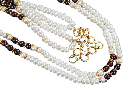 Design 7194: red,white pearl multistrand, star necklaces