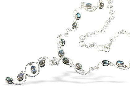 Design 7284: blue,gray labradorite drop, multistrand necklaces