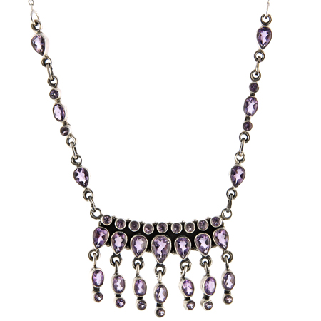 Design 7342: purple amethyst drop necklaces