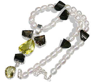 Design 7360: gray,white pearl drop necklaces