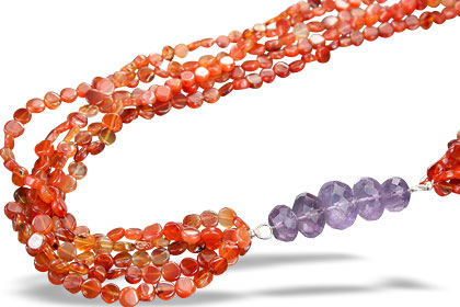 Design 7411: orange,purple carnelian necklaces