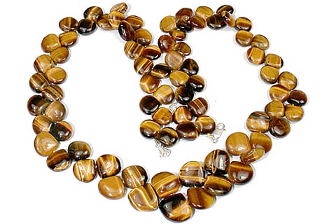 Design 7414: brown tiger eye heart necklaces