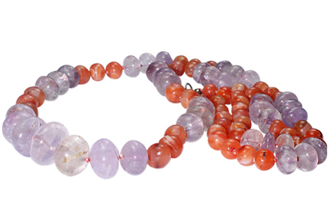 Design 7415: orange,purple carnelian necklaces