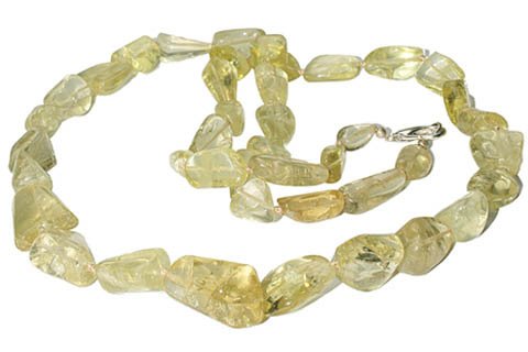 Design 7419: white,yellow lemon quartz tumbled necklaces