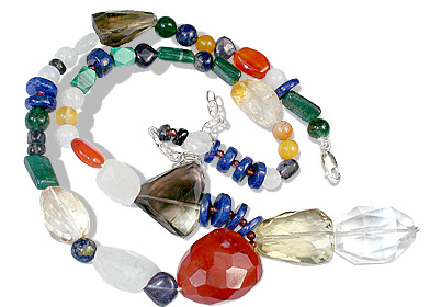 Design 7428: multi-color multi-stone necklaces
