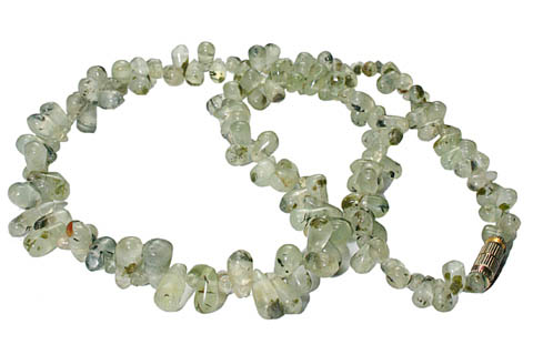 Design 7432: green prehnite drop necklaces