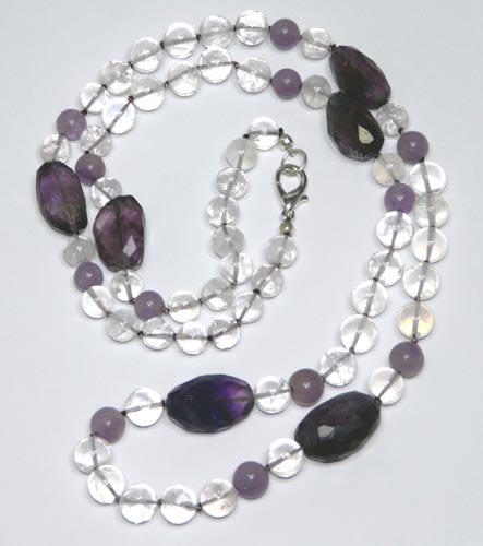 Design 7464: White, Purple amethyst necklaces