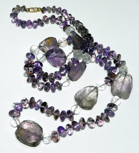 Design 7465: purple,white amethyst necklaces