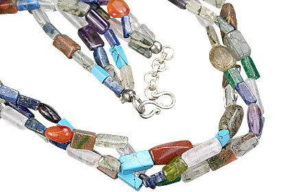 Design 7478: multi-color multi-stone multistrand necklaces