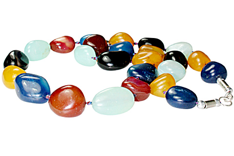 Design 7491: multi-color onyx chakra necklaces