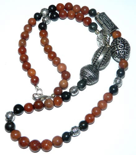 Design 7495: Rust, Black multi-stone necklaces