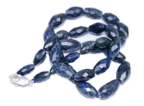 Design 7707: Blue, Grey lapis lazuli chunky, tumbled necklaces