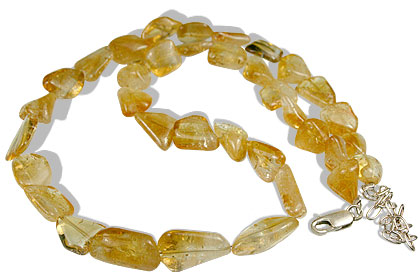 Design 7713: yellow citrine tumbled necklaces