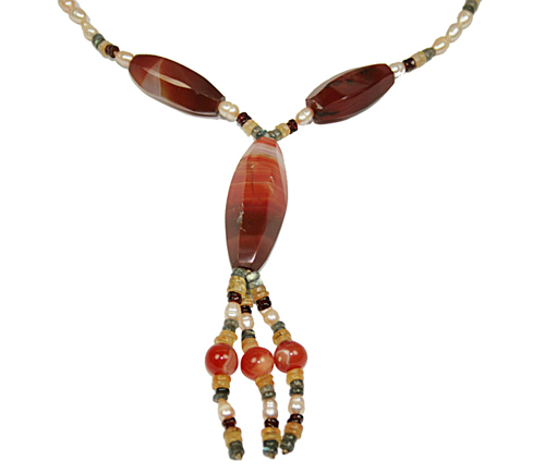 Design 7764: orange,white carnelian necklaces