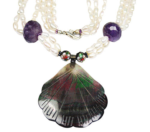 Design 7789: multi-color multi-stone multistrand necklaces