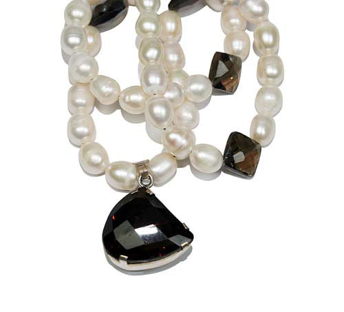 Design 7799: White, Brown pearl contemporary necklaces