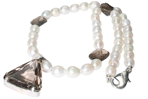 Design 7803: White, Brown pearl necklaces
