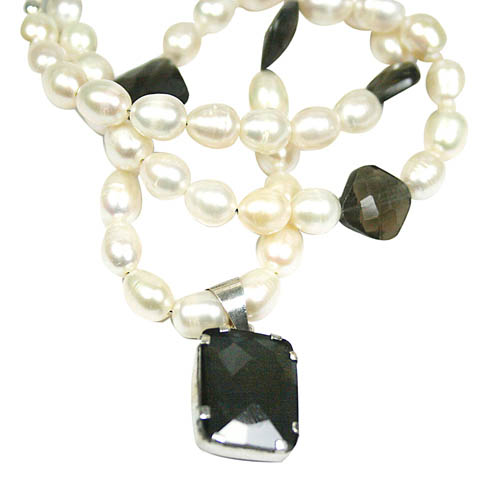 Design 7806: White, Brown pearl necklaces