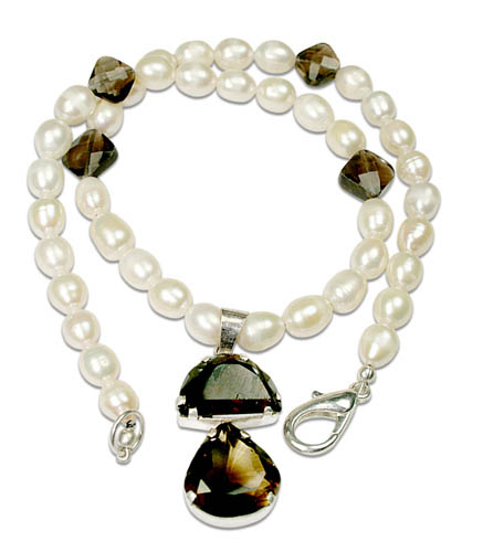Design 7807: White, Brown pearl necklaces