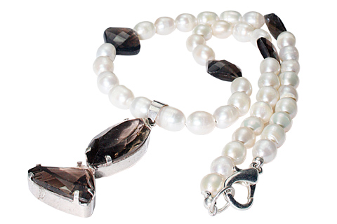 Design 7808: brown,white pearl pendant necklaces