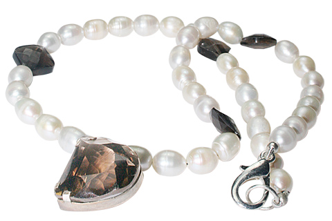 Design 7809: White, Brown pearl contemporary necklaces