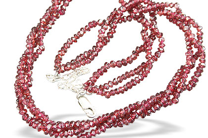 Design 7898: red garnet multistrand necklaces