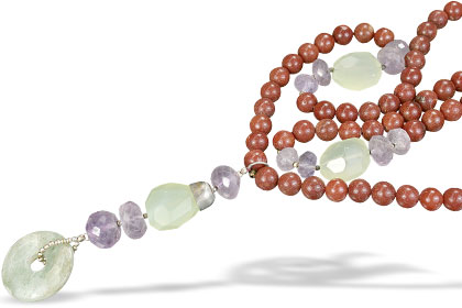Design 7942: multi-color multi-stone donut necklaces