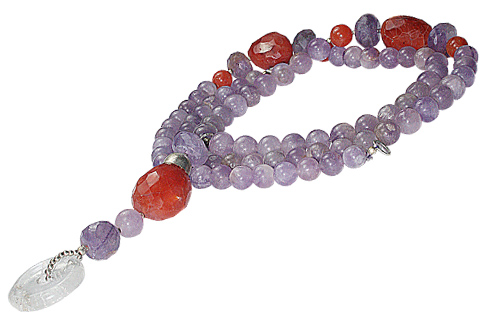 Design 7945: orange,purple,white multi-stone donut necklaces