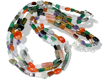 Design 7976: multi-color multi-stone multistrand necklaces
