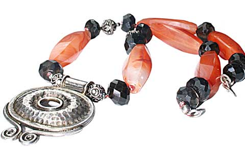Design 7993: orange,multi-color multi-stone chunky necklaces