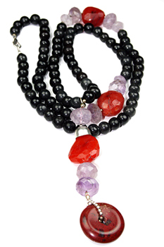 Design 8050: black,multi-color amethyst chunky necklaces