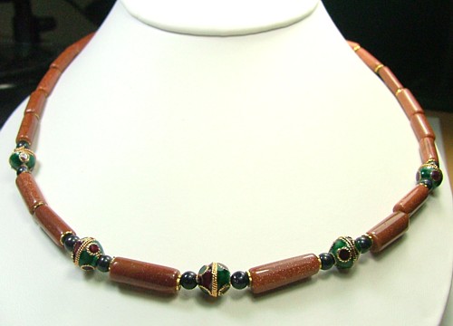 Design 842: brown goldstone ethnic necklaces