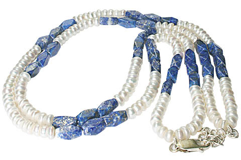 Design 8483: blue,white pearl multistrand necklaces