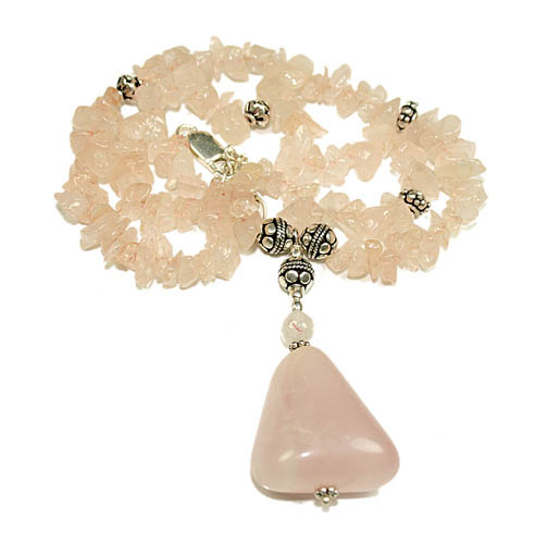 Design 8541: Pink rose quartz necklaces