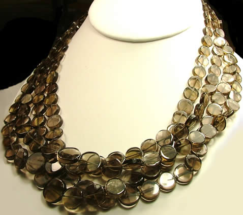 Design 877: brown,gray smoky quartz necklaces