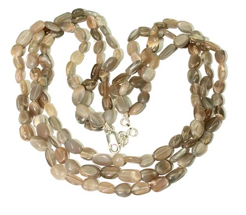 Design 8838: Grey, Brown moonstone multistrand necklaces