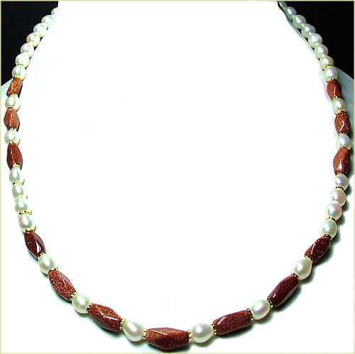 Design 884: brown,red,white pearl necklaces