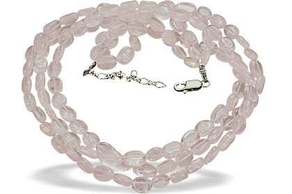 Design 8844: pink rose quartz multistrand necklaces