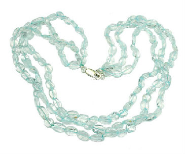 Design 8847: blue aquamarine multistrand necklaces