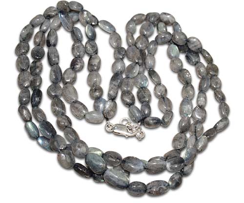 Design 8852: gray labradorite multistrand necklaces