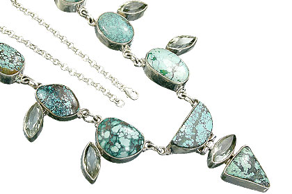 Design 9023: green turquoise chunky, contemporary necklaces