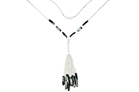 Design 9026: purple,white abalone necklaces