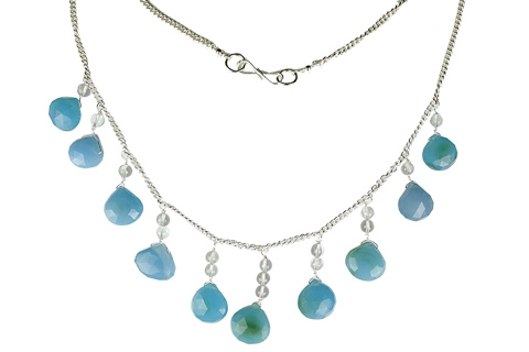 Design 9029: blue,white chalcedony necklaces